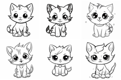 40 Kitten Coloring Page Outline Logo Cute Cat Illustration Product Image 3