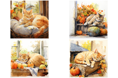 12 Sleeping Cat Illustration Paintings Ginger JPG Product Image 3