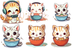 40 Kawaii Kitten Illustration Sticker Collection PNG Product Image 4