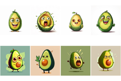 50 Avocado Kawaii Characters Illustration Collection JPG Product Image 3