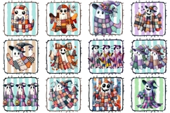 Patchwork Ghost Pillow Sublimation Design Fall Halloween Product Image 3