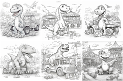 60 Dinosaur Coloring Pages Book Illustrations Printable JPG Product Image 3