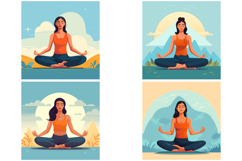 20 Yoga Meditation Woman Logo Illustration Designs Product Image 3