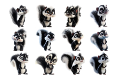 Funky Skunk Clipart Bundle 40 PNG Transparent BG Product Image 3