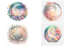 20 Lunar Eclipse and Flower Illustration Moon Collection Product Image 3