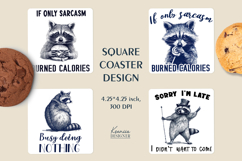 Vintage Raccoon | Funny Quotes Square Coaster Sublimation Product Image 1