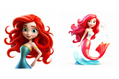 12 Mermaid Pretty Girl Cartoon Illustration Sticker PNG Product Image 4