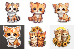 100 Kitten Cat Sticker Illustrations Designs JPG Product Image 3