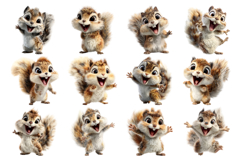 Baby Squirrel Clipart Bundle 28 PNG Transparent BG Product Image 3