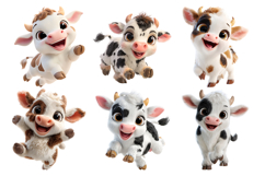 Baby Calf Clipart Bundle 15 PNG Transparent BG Product Image 3
