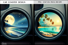 Ocean |Beach |Sunset | Summer Vibes Car Coaster Design Product Image 1