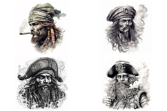 20 Pirate Illustration Portraits Drawn Characters Logo JPG Product Image 4