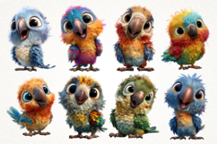 Cute Parrot Clipart Bundle 28 PNG Animals Clipart Product Image 3