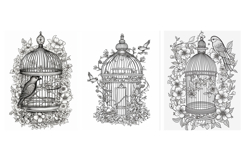 32 Vintage Bird Birdcage Illustration Logo Decoration Design Product Image 10