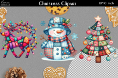 Patchwork Christmas Clipart|Quilted Christmas Design Product Image 1