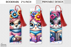 Book Lover| Purple Flower Animal Printable Bookmark Product Image 1