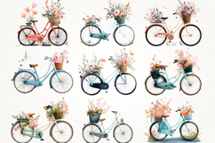 Floral Bikes Clipart Bundle 40 PNG Vintage Transparent BG Product Image 3