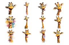 Cute Giraffe Clipart Bundle 28 PNG Transparent BG Product Image 3