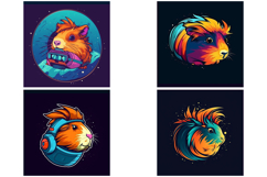 28 Guinea Pig Hamster Sci-fi Logo Illustration Sticker Ideas Product Image 3