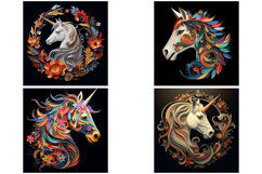 32 Unicorn and Horses 3D Papercut Illustration Images JPG Product Image 3
