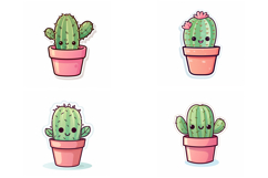 36 Kawaii Cactus Sticker Colour Book Illustration Cartoon Product Image 8