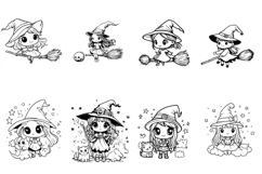 34 Witches Clipart Logo Color Book Pages JPG Collection Product Image 2