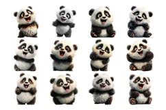 Happy Panda Clipart Bundle 27 PNG Transparent BG Product Image 3
