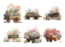 Wooden Flower Cart Clipart Bundle 19 PNG Transparent BG Product Image 3