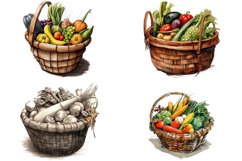 32 Thanksgiving Harvest Basket Illustration PNG Collection Product Image 5