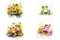 30 Watercolor Frog Illustration Toad Painting Collection JPG Product Image 4
