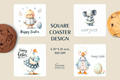 Cute Easter Goose| Happy Easter Square Coaster Product Image 1