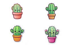 36 Kawaii Cactus Sticker Colour Book Illustration Cartoon Product Image 2