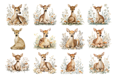 Sweet Baby Deer Clipart Bundle 40 PNG Product Image 4