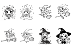 34 Witches Clipart Logo Color Book Pages JPG Collection Product Image 5