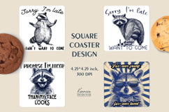 Vintage Raccoon | Funny Quotes Square Coaster Sublimation Product Image 1