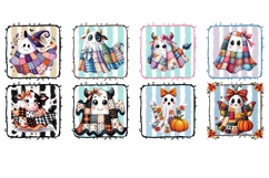 Patchwork Ghost Pillow Sublimation Design Fall Halloween Product Image 4