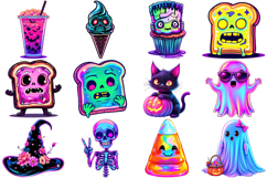 Neon Halloween Clipart|Cute Funny Character Bundle Product Image 3