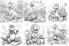 60 Dinosaur Coloring Pages Book Illustrations Printable JPG Product Image 4