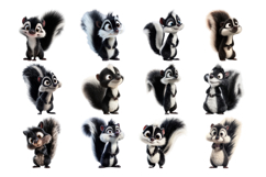 Funky Skunk Clipart Bundle 40 PNG Transparent BG Product Image 4