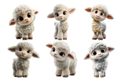 Baby Lamb Clipart Bundle 28 PNG Transparent BG Product Image 4