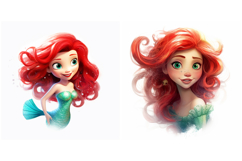 12 Mermaid Pretty Girl Cartoon Illustration Sticker PNG Product Image 5