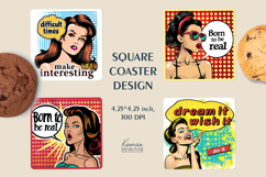 Sarcastic Quotes| Vintage Pop Art Square Coaster Bundle Product Image 4
