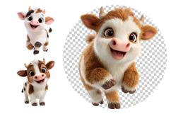 Baby Calf Clipart Bundle 15 PNG Transparent BG Product Image 4