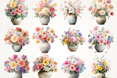 Floral Ceramic Vase Clipart Bundle 42 PNG Transparent BG Product Image 4