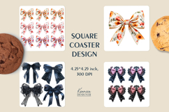 Colorful Silk Coquette Bow Square Coaster Sublimation Product Image 1