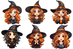 50 Witch Sticker Illustration PNG Ideas Halloween Cartoon Product Image 4