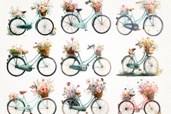 Floral Bikes Clipart Bundle 40 PNG Vintage Transparent BG Product Image 4