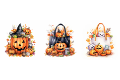 20 Halloween Trick or Treat Bags Sweets Illustrations JPG Product Image 3