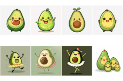 50 Avocado Kawaii Characters Illustration Collection JPG Product Image 4