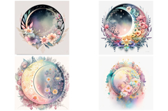 20 Lunar Eclipse and Flower Illustration Moon Collection Product Image 4